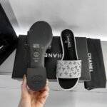 Chanel 24P Beaded Diamond Logo Slippers Silver - Image 5