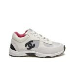 Chanel Suede And Leather Cc Low Top Sneaker White Pink