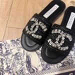 Chanel Coco Mark 23Ss Straw And Leather Sandals - Image 5