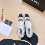 Chanel Square Toe Ballet Flats Black White - Image 2