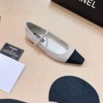Chanel Square Toe Ballet Flats Black White - Image 7