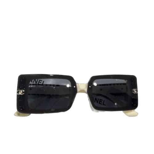 xr:d:DAFdCf4jvic:38,j:43158083539,t:23031304 Chanel Rectangle Shiny Design Sunglasses Black White - Image 1