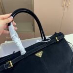 Prada Bonnie Large Suede Handbag Black 38Cm 1Ba433 2C4S F0308 V Moo - Image 8