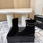 Chanel Suede Ankle Boots Black - Image 3
