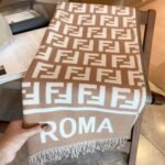 Fendi Logo Detail Fringed Scarf Brown 180Cm Fxt113 Aqcw F0Qb8 - Image 2