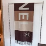 Chanel Cashmere Blanket And Throw Beige Brown 180Cm - Image 2