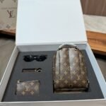 Gift Set: Louis Vuitton Monogram Palm Springs Mini Backpack With Card Wallet And Dragonne Keychain And My Monogram Light Cat Eye Glasses - Image 6