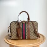 Gucci Ophidia Medium Boston Bag Beige And Brown GG Canvas 30Cm ‎857595 FAFUF 9870 - Image 2