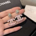 Chanel Large Enamel Cc Dangle Earrings Light Pink - Image 3
