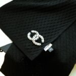 Chanel Cc Logo Patch Cashmere Scarf Black - Image 3