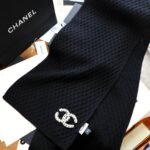 Chanel Cc Logo Patch Cashmere Scarf Black - Image 6