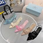 Prada Mesh Fabric Slingback Pumps In Black - Image 9