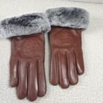 Chanel Leather Gloves With Camellia Flower Brown - Image 6