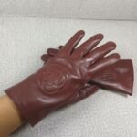 Chanel Leather Gloves With Camellia Flower Brown - Image 5