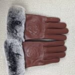 Chanel Leather Gloves With Camellia Flower Brown - Image 3