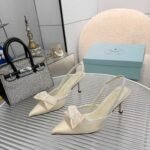 Prada Mesh Fabric Slingback Pumps In White - Image 3