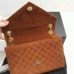 Saint Laurent Envelope Medium Matelassé Suede Shoulder Bag Brown 24Cm - Image 6