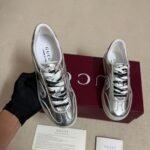 Gucci Women G75 Sneaker Silver Textured Leather ‎857910 AAFL8 8151 - Image 4