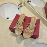 Valentino Garavani Rockstud Skin Heeled Sandals Beige - Image 2