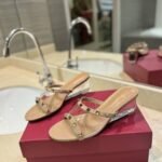 Valentino Garavani Rockstud Skin Heeled Sandals Beige - Image 5