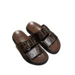 Fendi Ff Double Band Slide Brown