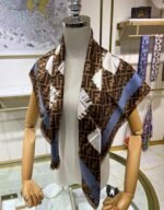 Fendi Ff Printed Brush Scarf Brown - Image 4