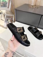 Fendi Feel Leather Slides Black - Image 5