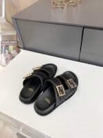 Fendi Feel Leather Slides Black - Image 2