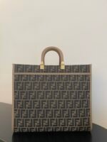 Fendi Sunshine Large Light Brown Ff Jacquard Fabric Shopper 35Cm - Image 6