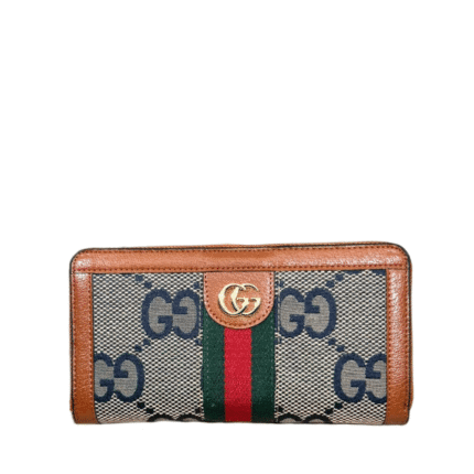 Gucci Ophidia Long Wallet Brown And Navy Blue 19.5Cm