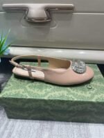 Gucci Logo Embellished Slingback Flats Light Pink - Image 6