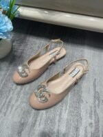 Gucci Logo Embellished Slingback Flats Light Pink - Image 8