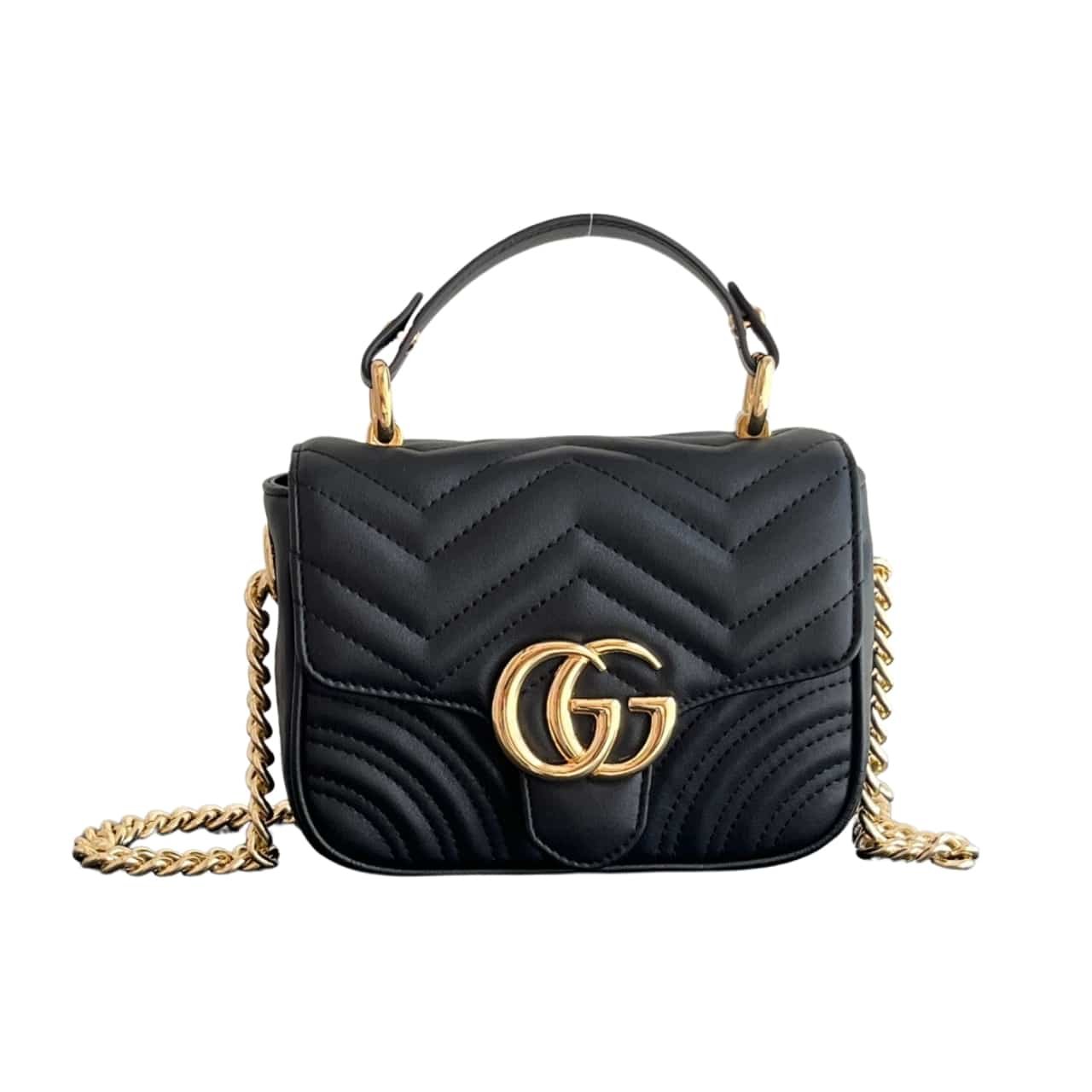 GCB-4 Gucci Gg Marmont Mini Shoulder Bag Black 18Cm 739682 Aabzc 6832 - Image 1