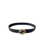 Gucci Men’S Reversible Gg Belt Gold Hardware Black 40Mm
