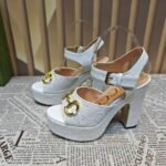 Gucci Horsebit Platform Sandal Gg Embellished ‎White - Image 9