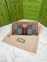 Gucci Ophidia Long Wallet Brown And Navy Blue 19.5Cm - Image 10