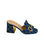 Gucci Women’S Slide Monogram Sandal With Horsebit Blue