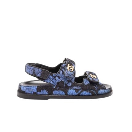Chanel Dad Slingback Sandals Blue Black