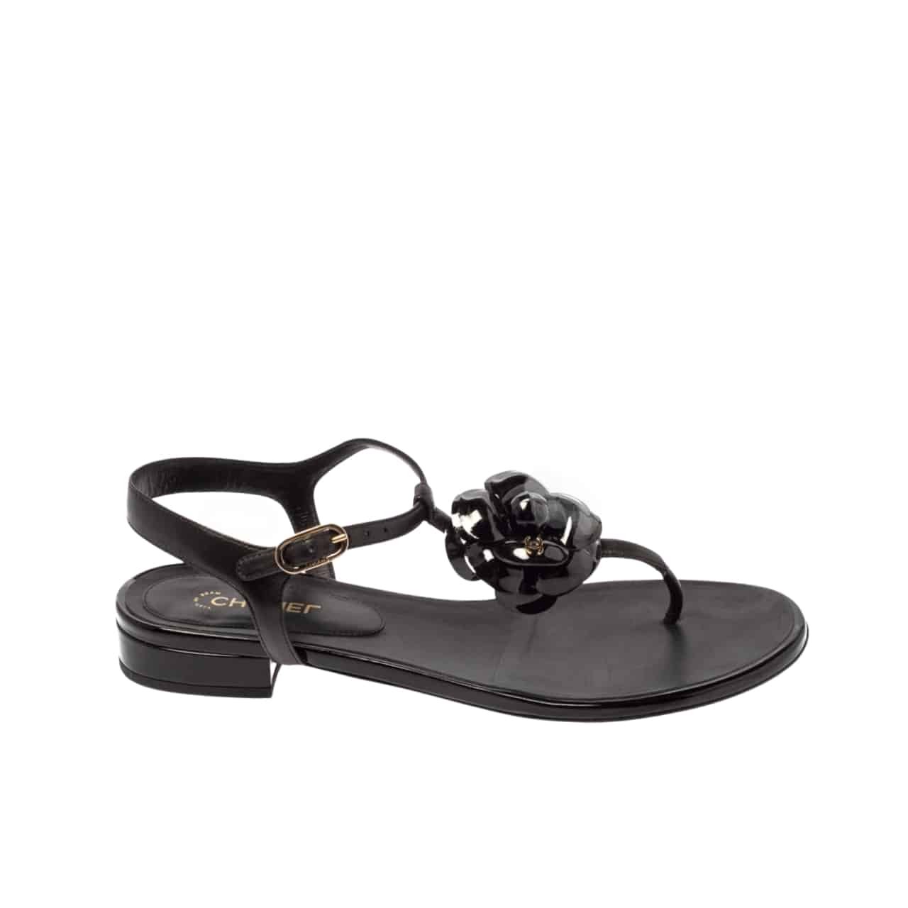 GCBB01-25 Chanel Jelly Black Rubber Camellia Sandals Black - Image 1