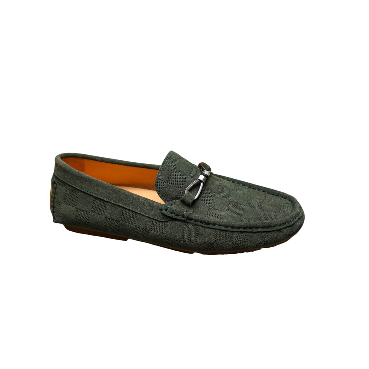 xr:d:DAF9SsQ5m7E:321,j:339316763274360798,t:24030704 Louis Vuitton Lv Damier Suede Leather Loafers In Dark Green - Image 1
