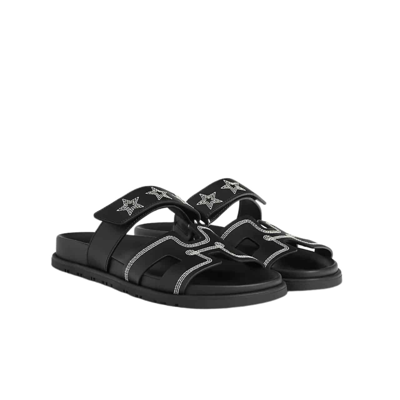 GCBB01-9-4 Hermes Chypre Sandal Star Stitched Noir H232142Z 02340 - Image 1