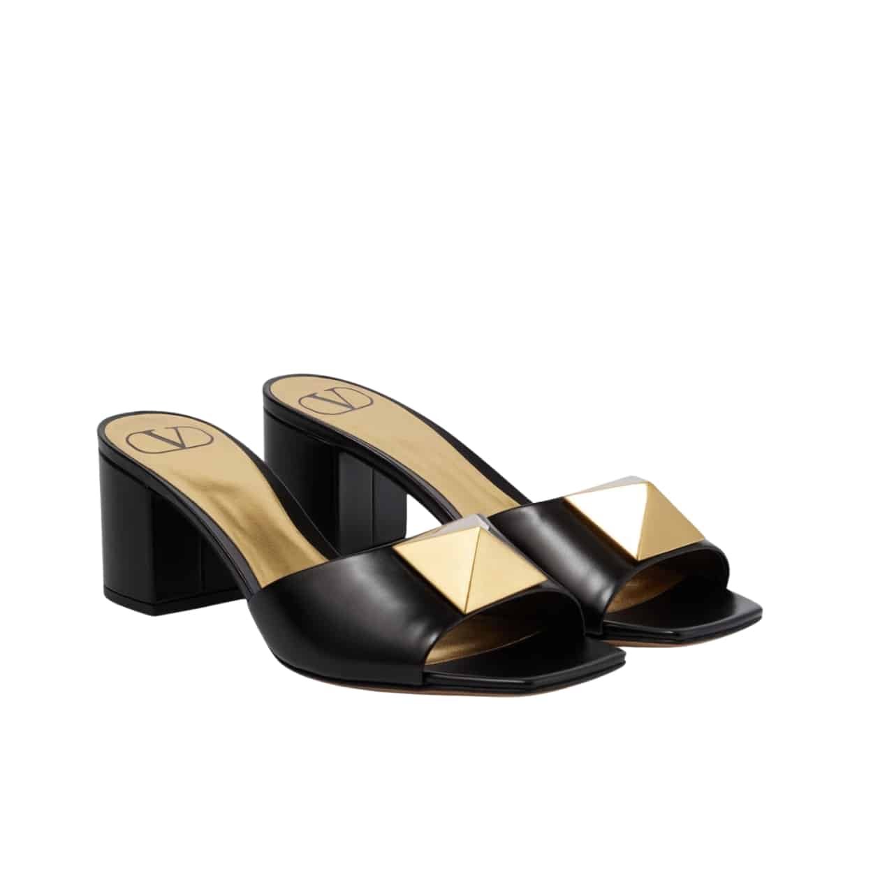 GCBB01 Valentino One Stud Slide Sandals Black 60Mm - Image 1