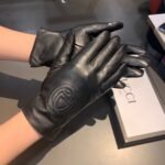Gucci Gloves Gg Logo Embroidery Leather Black - Image 5