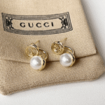 Gucci Blondie Resin Pearl Earrings In Yellow Gold Tone Metal 797497 Jcf27 8062 - Image 6
