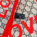 Gucci Women’S Natural Gg Love Silk Scarf Red - Image 4