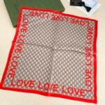 Gucci Women’S Natural Gg Love Silk Scarf Red - Image 3