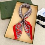Gucci Women’S Natural Gg Love Silk Scarf Red - Image 6