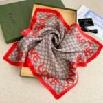 Gucci Women’S Natural Gg Love Silk Scarf Red - Image 5