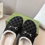 Gucci Women’s Mule With Horsebit Gg Suede In Black - Image 4