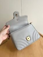 Gucci Gg Marmont Matelassé Chevron Leather Mini Top Handle Bag Light Grey 21Cm 547260 Aabzc 1712 - Image 4